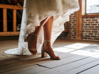 Sélection d’accessoires confortables pour mariée (chaussons, semelles, rubans) qui sauvent une soirée