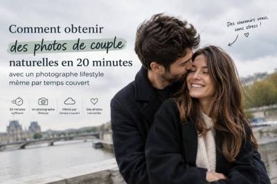 Comment obtenir des photos de couple naturelles en 20 minutes avec un photographe lifestyle même par temps couvert