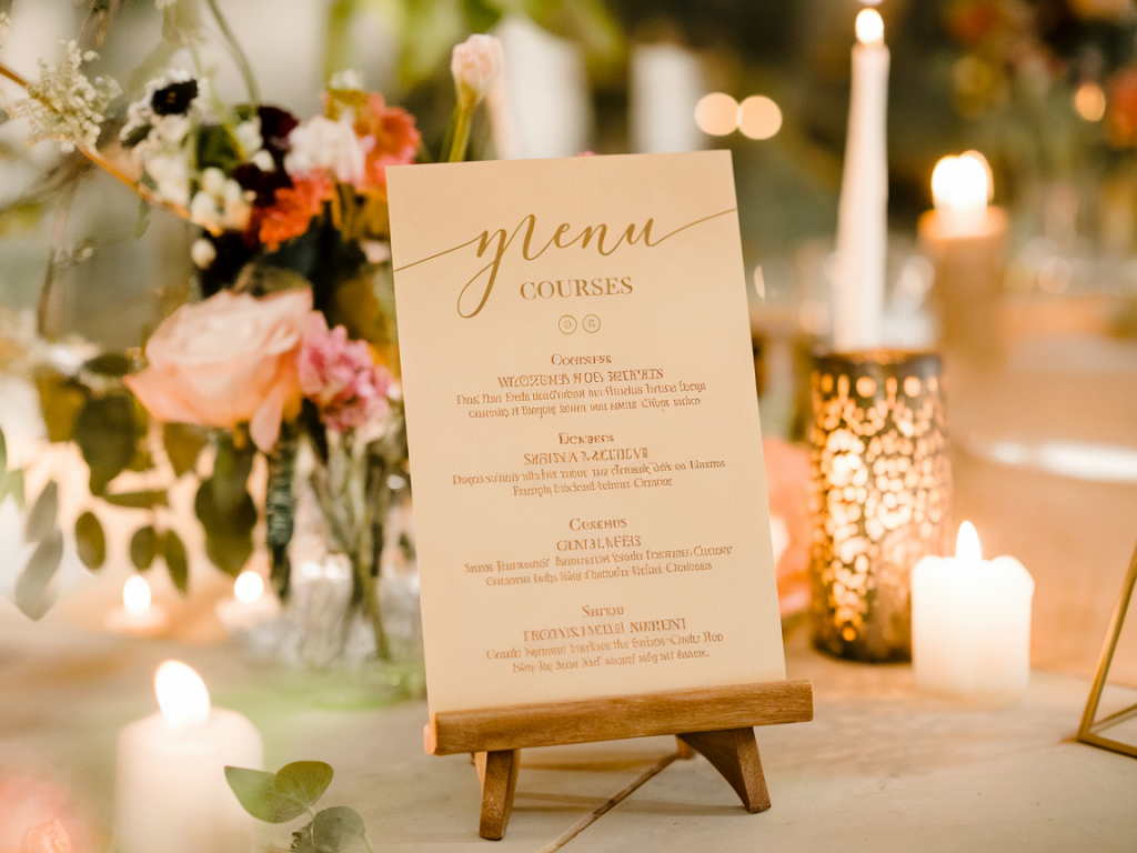 Comment choisir un menu de mariage à quatre services pour 80 invités avec options végétariennes et contraintes de traiteur local