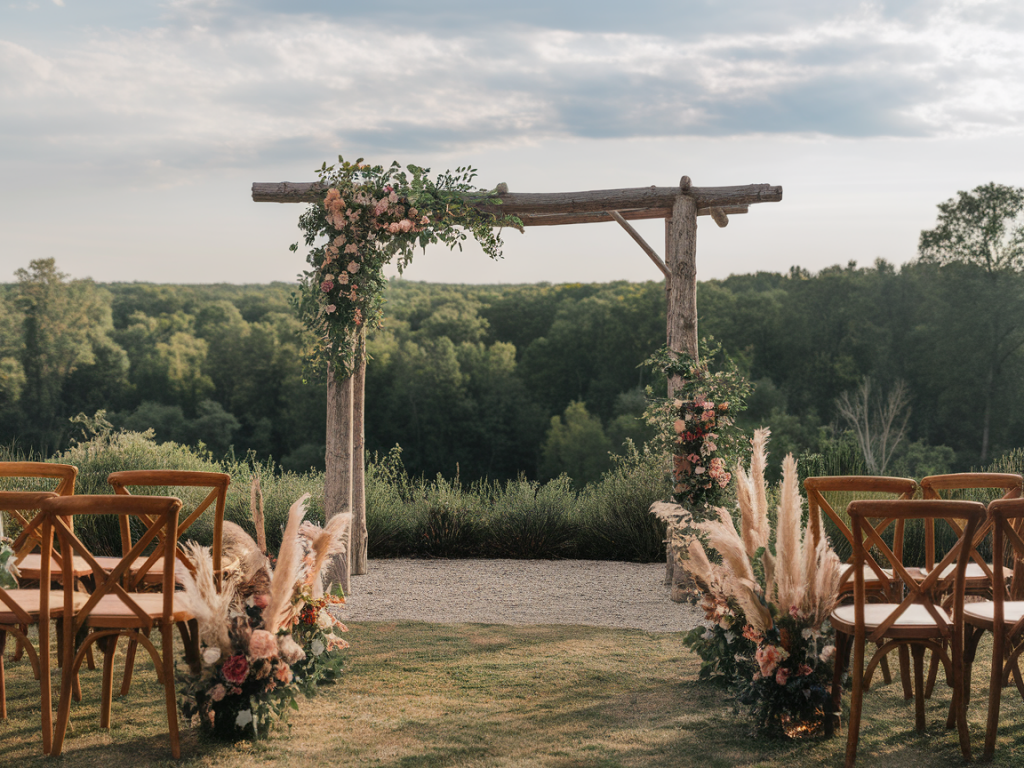 Quel mobilier louer pour un mariage bohème en plein air avec vent et sol irrégulier